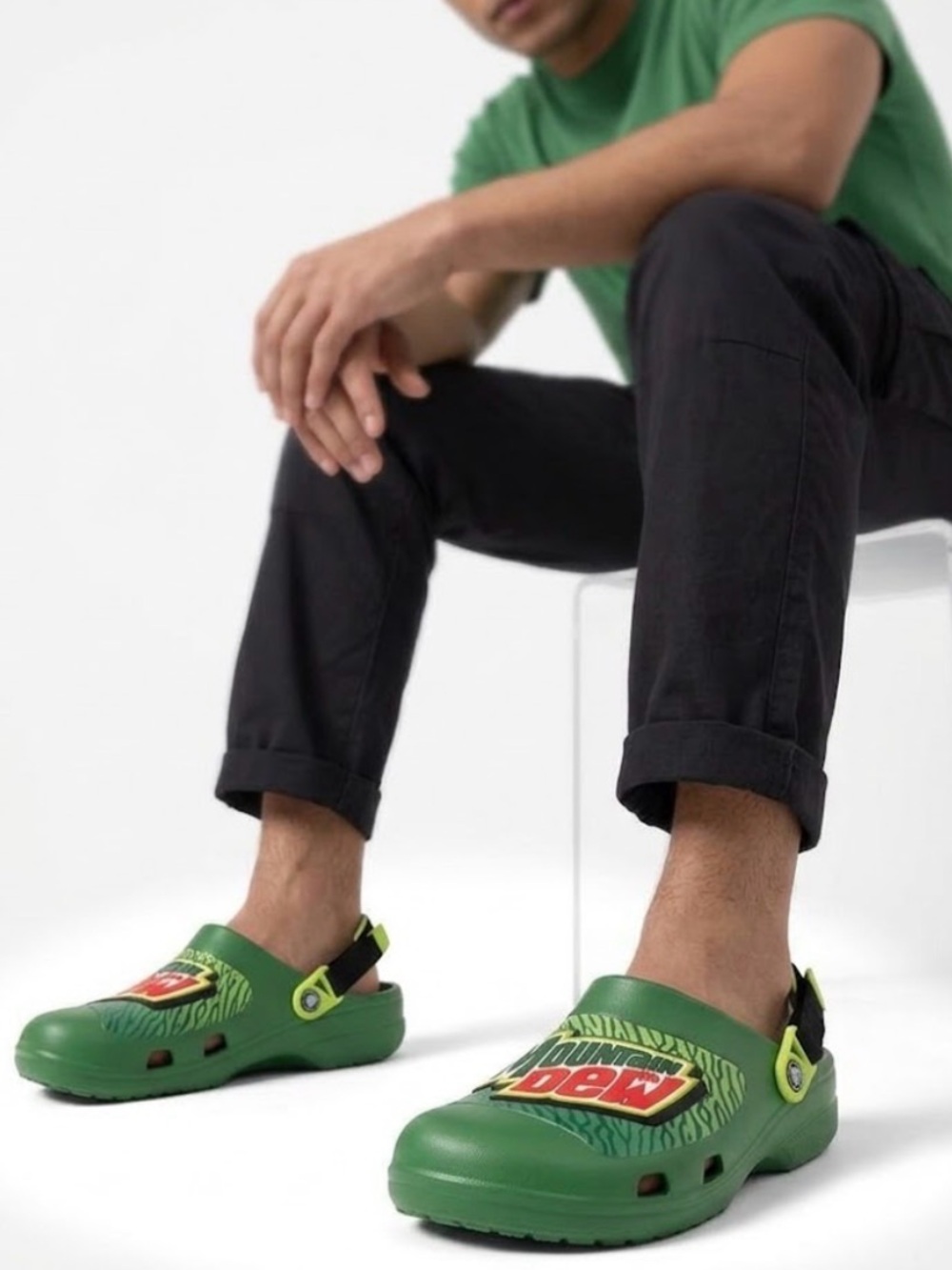 Men's Green Branded Graphic Slip-On Clog with Back Strap